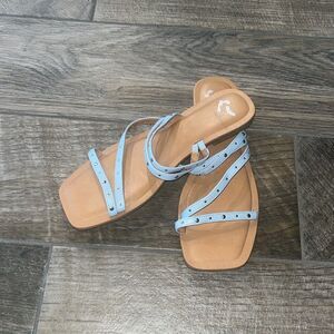Report pale blue studded square toe sandals